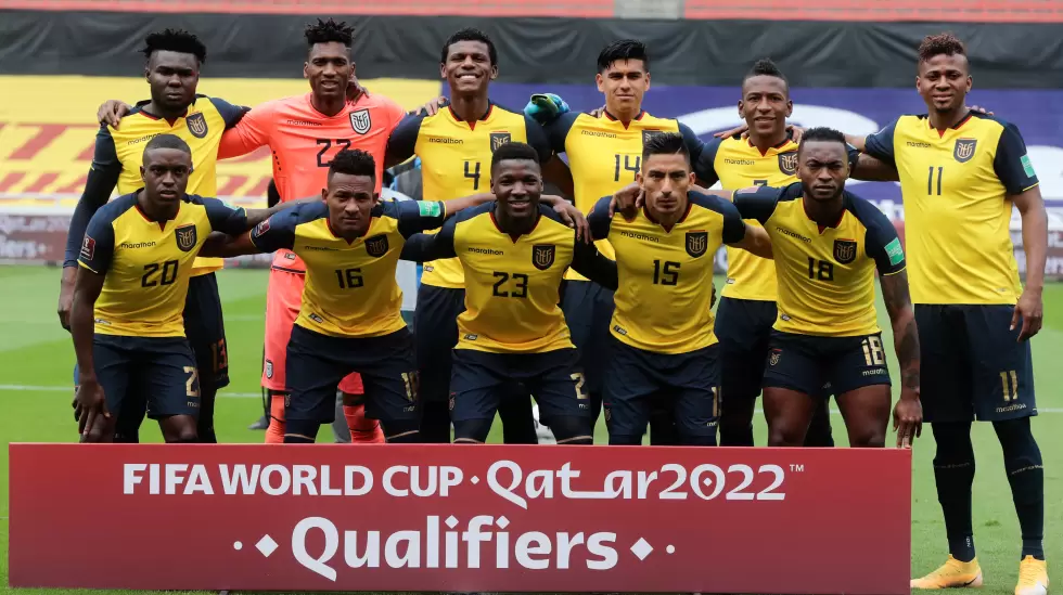 Jugadores de Ecuador, en el partido contra Per por las eliminatorias sudamerica