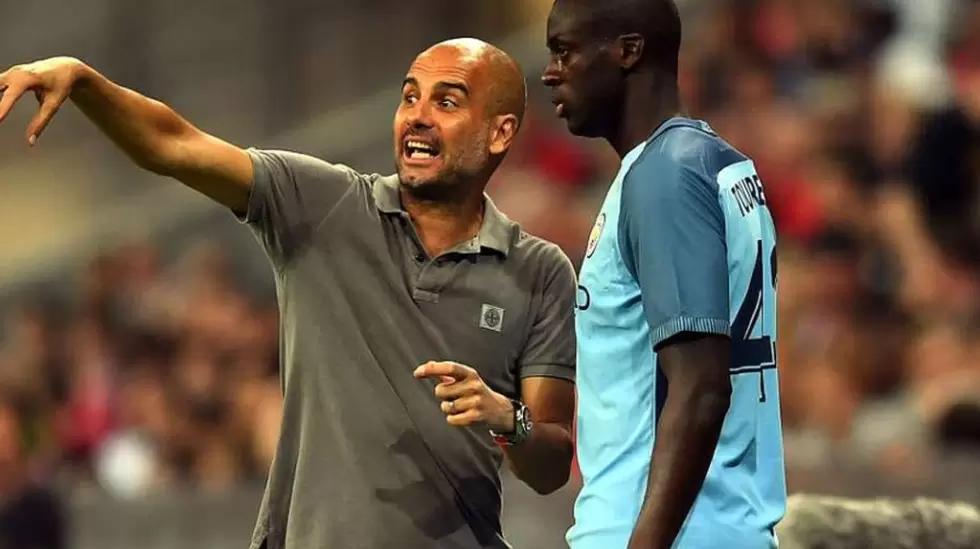 Yaya Toure con Pep Guardiola