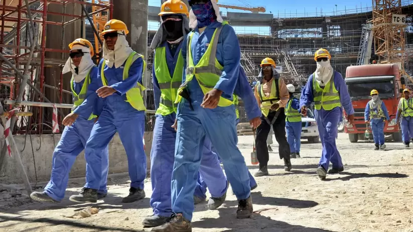 Trabajadores en Qatar para el Mundial