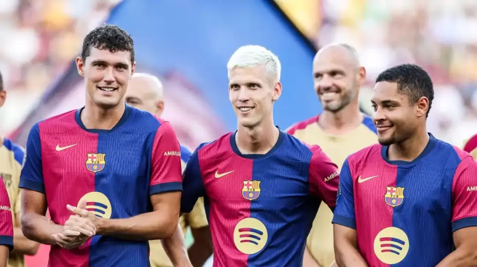 Dani Olmo, Pau Victor y Andreas Christensen FC Barcelona