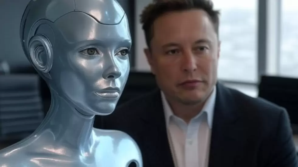 Elon Muks con mujer androide