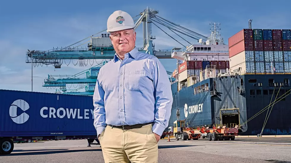 Tom Crowley Jr. en la sede de Crowley Maritime en Jacksonville, Florida.