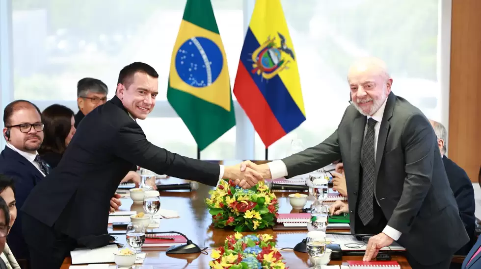 Daniel Noboa y Luiz Incio Lula da Silva