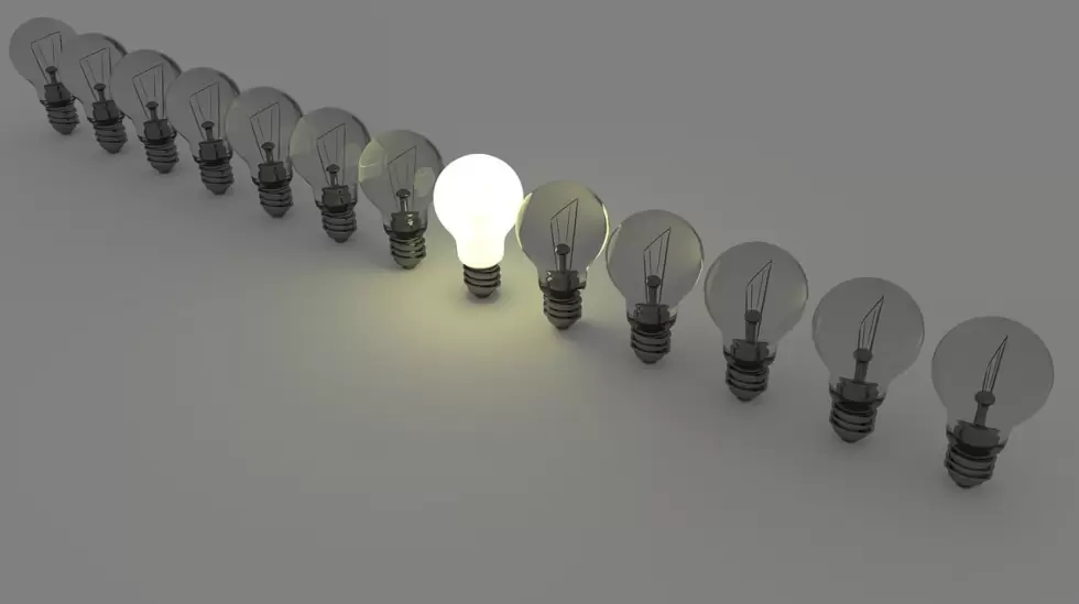 bombillas, luz, ocurrencia, energía, lámpara, individual, jefe, equipo, diferent