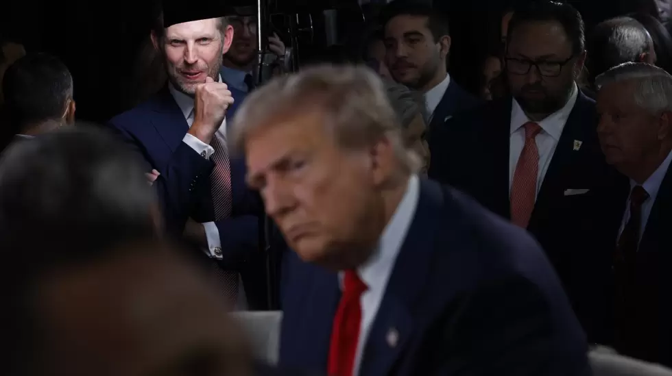 SEPTEMBER 10: Eric Trump watches as his father, Republican presidential nominee,