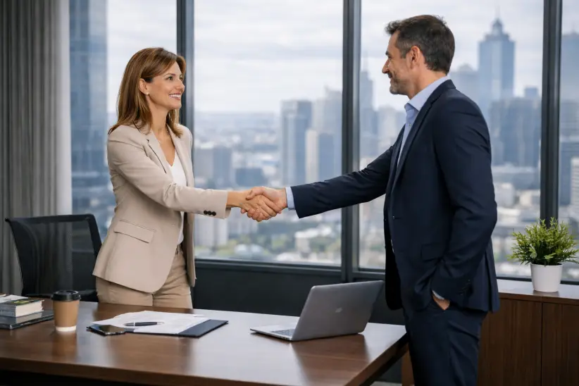 reunión laboral, reuniones, negocios, acuerdos, fusiones y adquisiciones, acuerdo (Imagen creada con IA)