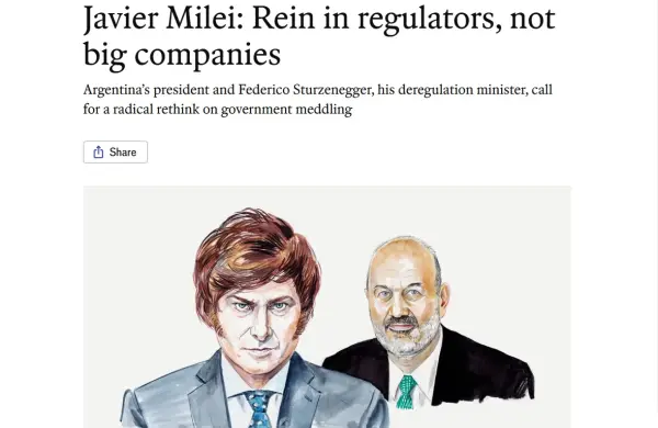 Milei y Sturzenegger defienden la no regulación de la IA en una columna en The Economist