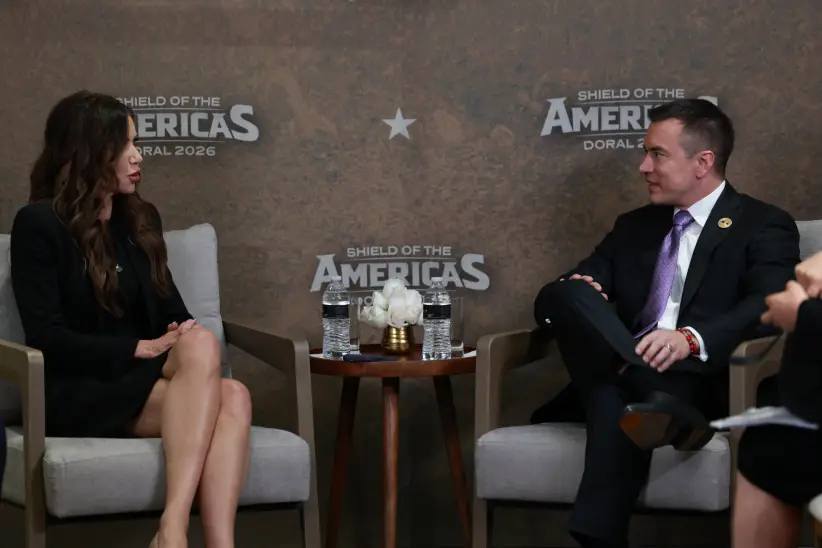 reunión entre el presidente de la República, Daniel Noboa  Azin y Kristi Noem, secretaria de Seguridad Nacional de Estados Unidos, en Miami