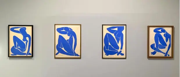 Los Desnudos Azules, vista de la exposición Matisse 1941-1954 en el Grand Palais, París.