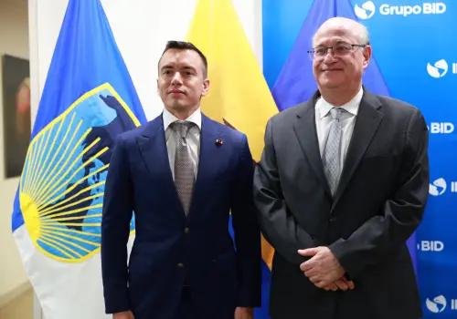 Daniel Noboa se reunió con el presidente del BID en el último día de su agenda en Washington