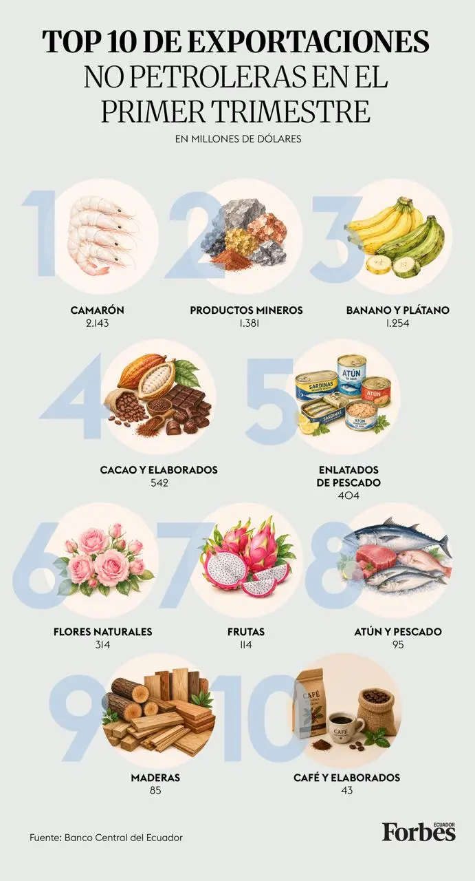 Top 10 de exportaciones no petroleras.