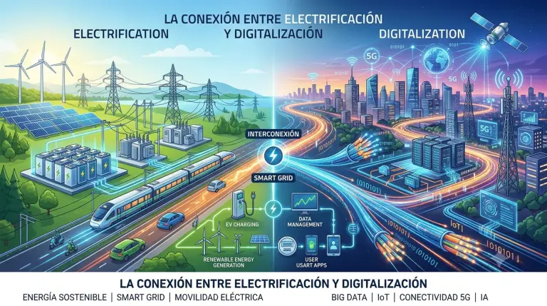 SE PUEDE USAR/Conexión entre electrificación y digitalización. Foto: Ilustración creada con IA