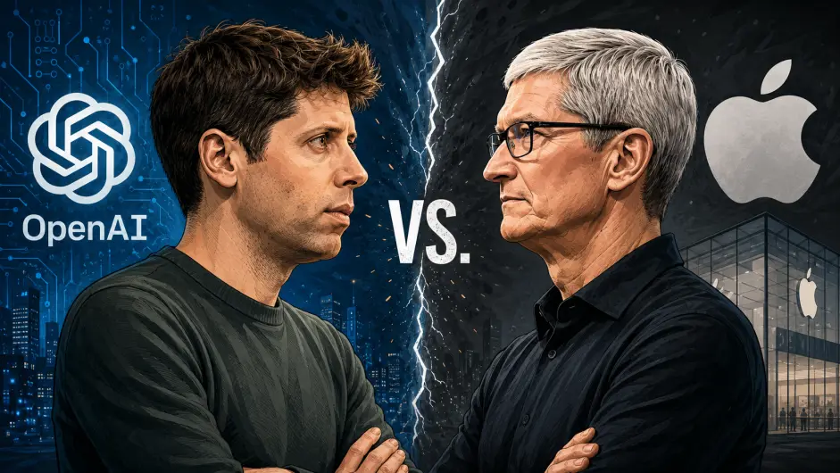Sam Altman vs Tim Cook (Imagen creada con IA)
