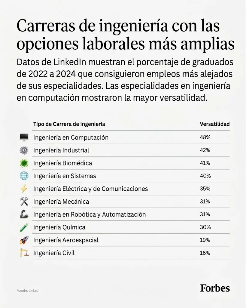 Carreras de ingeniería con las opciones laborales más amplias. (Foto: Forbes US)