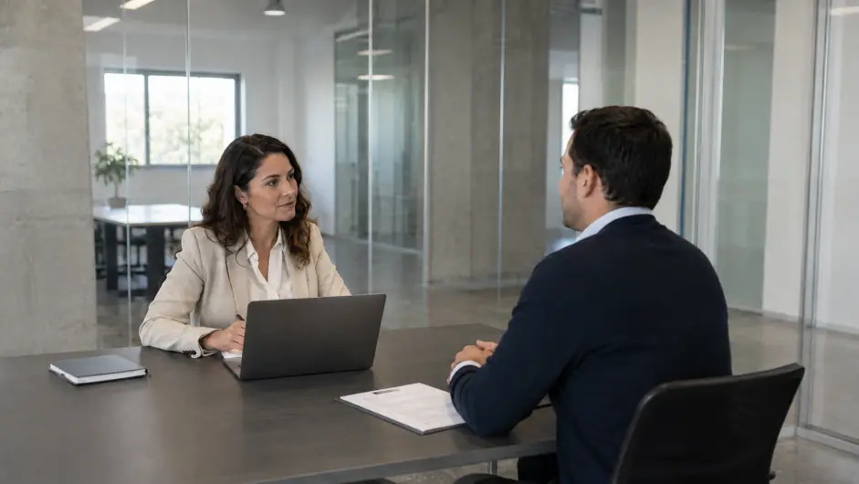Entrevista de trabajo. (Foto: creada con IA)